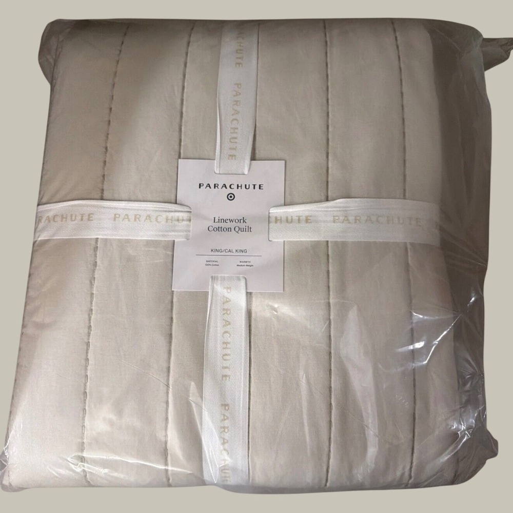Parachute Home Linework Cotton Quilt In Parchment King/Cal King